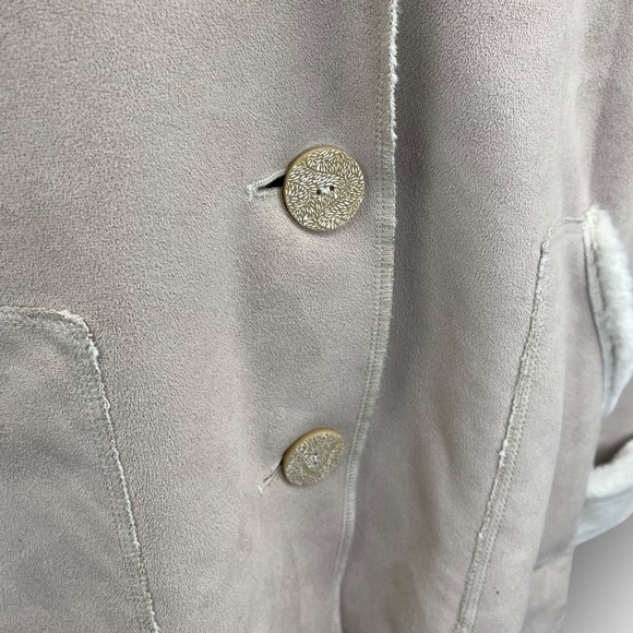 Signature Collection Fur Lined Faux Suede Jacket Tan Large Winter - Picture 6 of 11